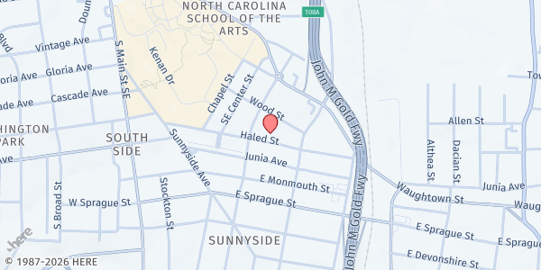 Map showing Sunnyside Ministry at 319 Haled Street, Winston-Salem, NC