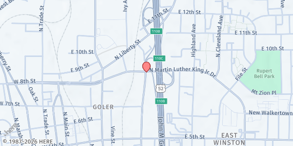 Map showing The Enterprise Shared-Use Kitchen at 1922 S. MLK Jr. Dr., Winston-Salem, NC