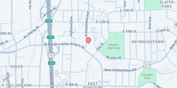 Map showing The Salvation Army Pantry at 901 North Cleveland Avenue, Winston-Salem, NC