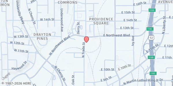 Map showing The Salvation Army - Trade St at 1255 N Trade St, Winston-Salem, NC