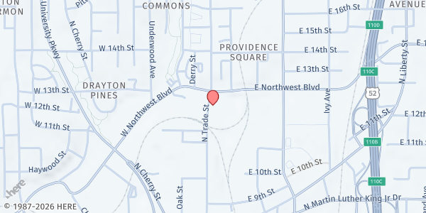 Map showing The Salvation Army - Trade St - Winston Salem at 1200 Trade Street Northwest, Winston-Salem, NC