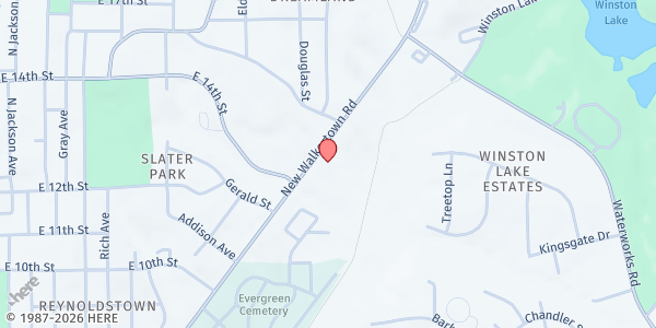 Map showing Transformed Lives at 2610 New Walkertown Rd., Winston-Salem, NC