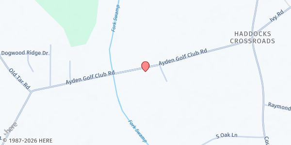 Map showing Mt. Zion Holy Church - Winterville at 3325 Ayden Golf Club Rd., Winterville, NC