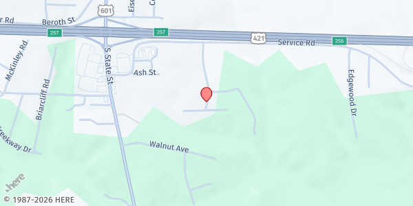 Map showing Yadkin Christian Ministries at 117 Woodlyn Dr., Yadkinville, NC