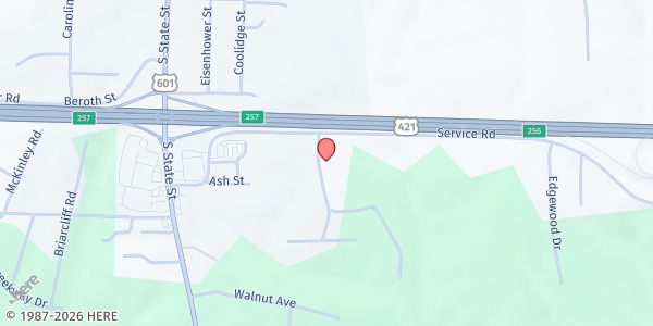 Map showing Yadkin Christian Ministries at 117 Woodlyn Dr, Yadkinville, NC