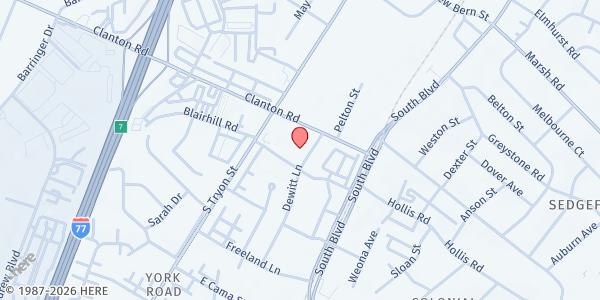 Map showing Hearts Beat As One Foundation - York Road at 3520 Dewitt Lane, York Road, NC