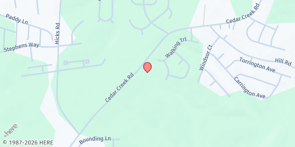 Map showing Oak Level Christian Church at 2279 Cedar Creek Rd., Youngsville, NC