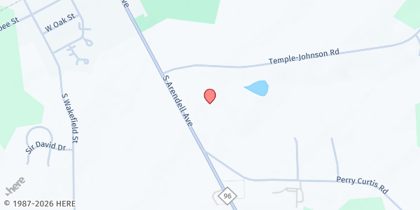 Map showing Cathedral of Jesus COG at 717 S. Arendell Ave., Zebulon, NC