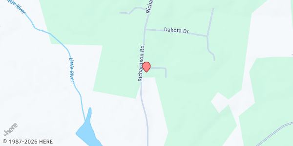 Map showing O'Neal Revival Tabernacle Food Pantry at 500 Richardson Road, Zebulon, NC