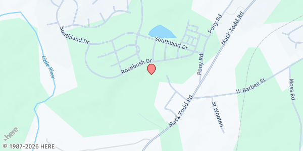 Map showing Progressive Teamwork Outreach at 1300 Mack Todd Rd., Zebulon, NC