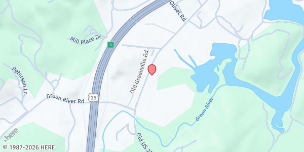 Map showing The Olive Branch Food Pantry at 2185 Old US 25 Hwy., Zirconia, NC