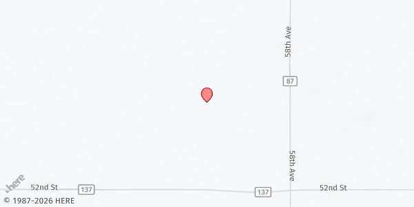 Map showing Community Food Pantry at 5805 County Rd. 137, Almont, ND