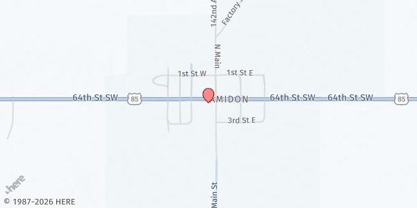 Map showing Amidon Community Cupboard - Food Distribution Center at US-85, Amidon, ND