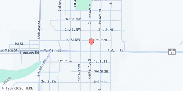 Map showing Ashley Food Pantry - Food Distribution Center at 111 Center Ave N, Ashley, ND