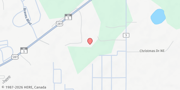 Map showing Turtle Mountain Worship Center Food Pantry at 402 Longie Dr. NE, Belcourt, ND