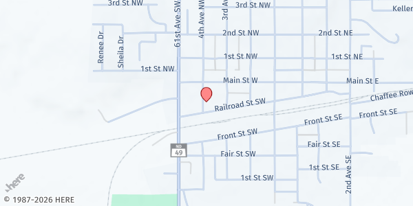 Map showing Beulah Seventh-day Adventist Church at 112 4th Ave SW, Beulah, ND