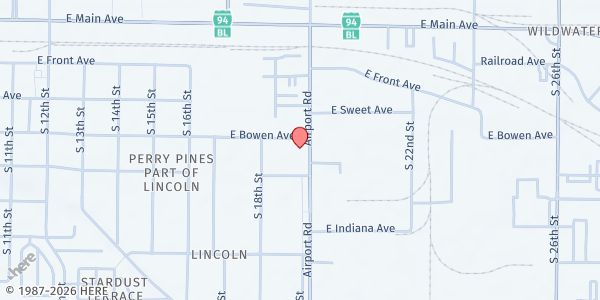 Map showing Aid Inc Self Help Center - Food Distribution Center at 404 Airport Rd, Bismarck, ND