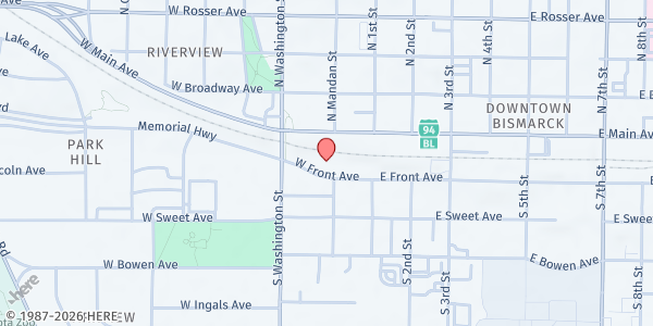 Map showing Bismarck Emergency Food Pantry at 220 W Front Ave, Bismarck, ND