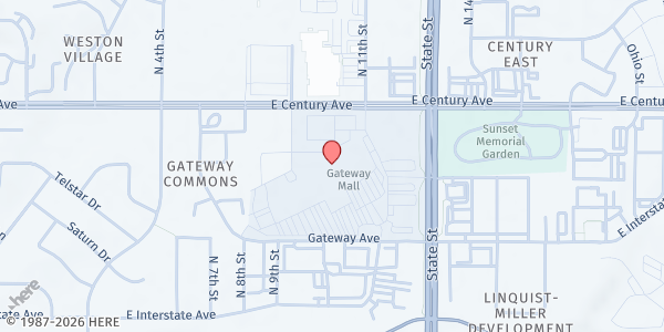 Map showing Blessed Builders - Gateway Mall at 2700 State Street Suite F6, Bismarck, ND