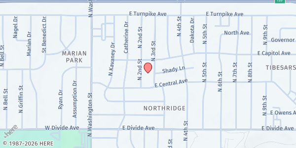 Map showing Corpus Christi Catholic Church at 1919 N 2nd St, Bismarck, ND