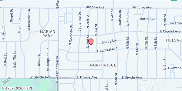Map showing Corpus Christi Emergency Food Pantry at 1919 N 2nd St, Bismarck, ND