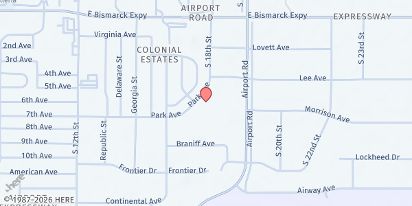 Map showing Dream Center Bismarck at 1805 Park Avenue, Bismarck, ND