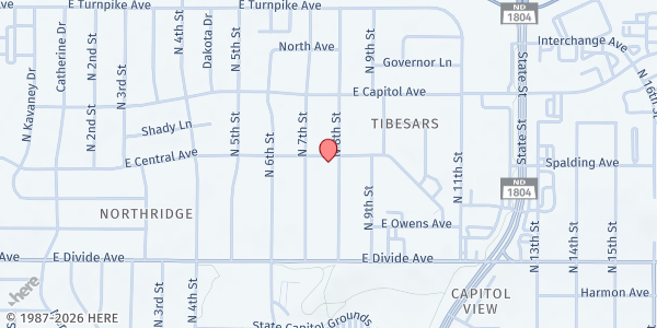 Map showing Living Hope Church of Nazarene at 1826 8th St. N, Bismarck, ND