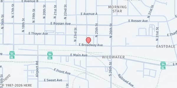 Map showing Ministry on the Margins at 201 North 24th Street, Bismarck, ND