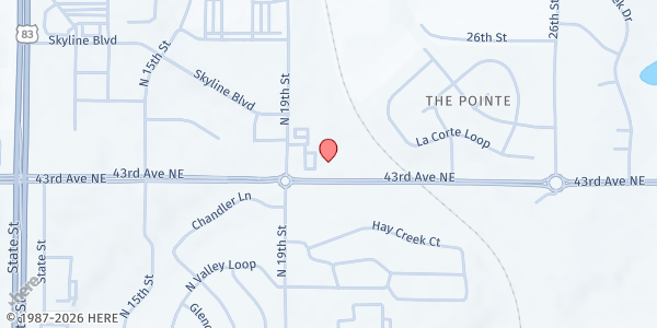 Map showing River of Hope at 1996 43rd Avenue NE, Bismarck, ND