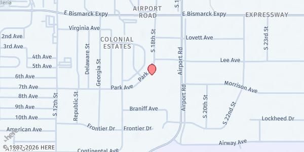 Map showing The Banquet - Bismarck at 1805 Park Ave, Bismarck, ND