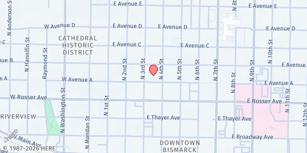 Map showing The Banquet - Trinity Lutheran Church at 502 N 4th St., Bismarck, ND