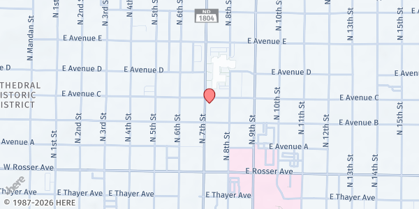 Map showing Welcome House Inc. - Bismarck at 617 N 7th St, Bismarck, ND