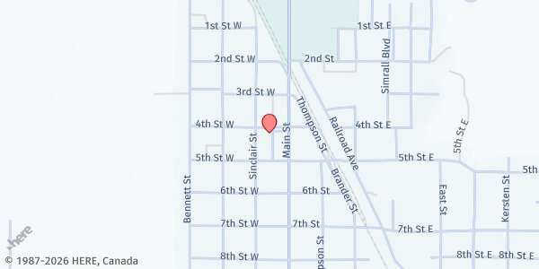 Map showing Bottineau Food Pantry - Food Distribution Center at 122 5th St W, Bottineau, ND