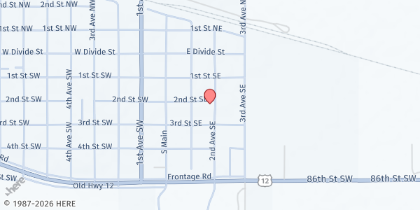 Map showing Bowman Slope Community Cupboard at 202 2nd Ave. SE, Bowman, ND