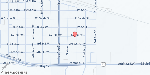 Map showing Bowman Slope Community Cupboard - Food Distribution Center at 202 1st Ave SE, Bowman, ND