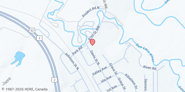 Map showing Burlington Community Food Pantry at 521 Davis St N, Burlington, ND