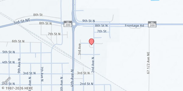 Map showing Faith Baptist Church at 585 2nd Ave N, Carrington, ND