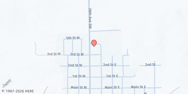 Map showing Oliver County Community Food Pantry at 312 Lincoln Ave. N, Center, ND