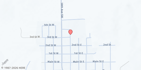 Map showing Oliver County Community Food Pantry - Food Distribution Center at 312 Lincoln Ave, Center, ND