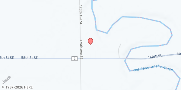 Map showing Eagle Valley Outreach Pantry at 17515 Co Rd 2, Christine, ND