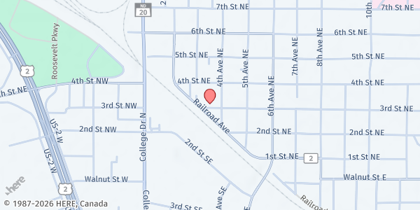 Map showing Hope Center - Devils Lake at 313 3rd St NE, Devils Lake, ND