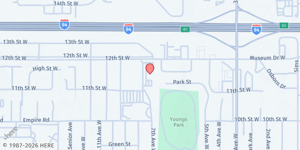 Map showing ANGEL 37 Kitchen at Queen of Peace Church at 725 12th St. W, Dickinson, ND