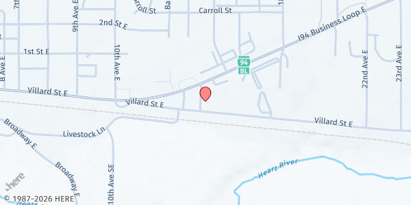 Map showing River Food Pantry at 1432 1-94 Business Loop E, Dickinson, ND