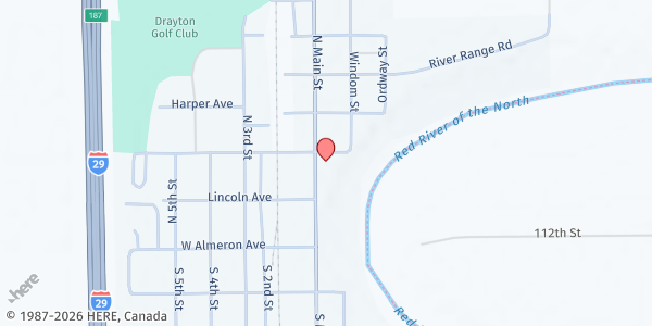 Map showing St Edward's Catholic Church at 102 E Wallace Ave, Drayton, ND
