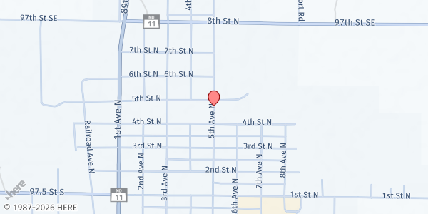 Map showing Ellendale United Methodist Church at 421 5th Ave N, Ellendale, ND