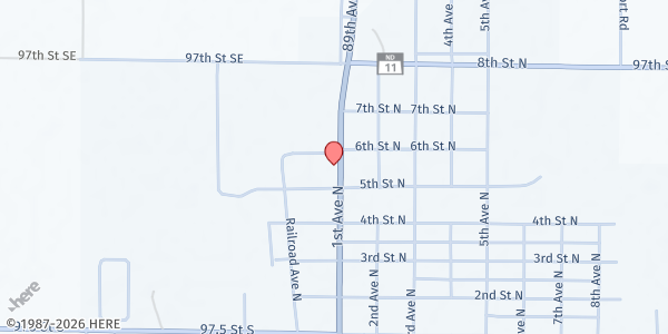 Map showing Kedish House at 509 89th St SE, Ellendale, ND