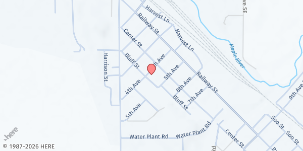 Map showing Trinity Lutheran Church at 319 4th Ave, Enderlin, ND