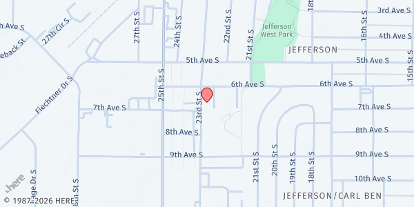 Map showing Arbors at McCormick Pantry at 618 23rd Street South, Fargo, ND