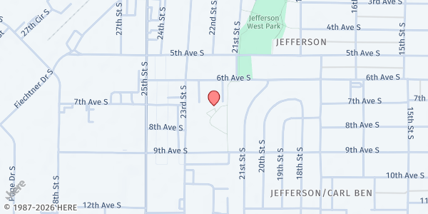 Map showing CHARISM - Food Distribution Center at 622 23rd St S, Fargo, ND