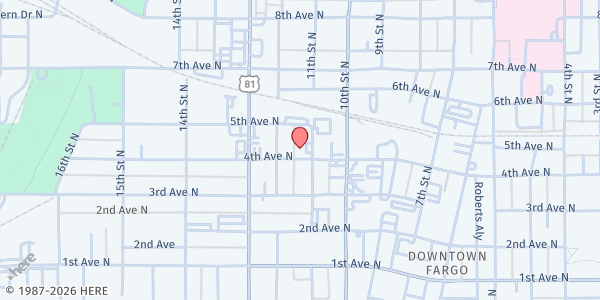 Map showing Emergency Food Pantry at 1101 4th Ave N, Fargo, ND